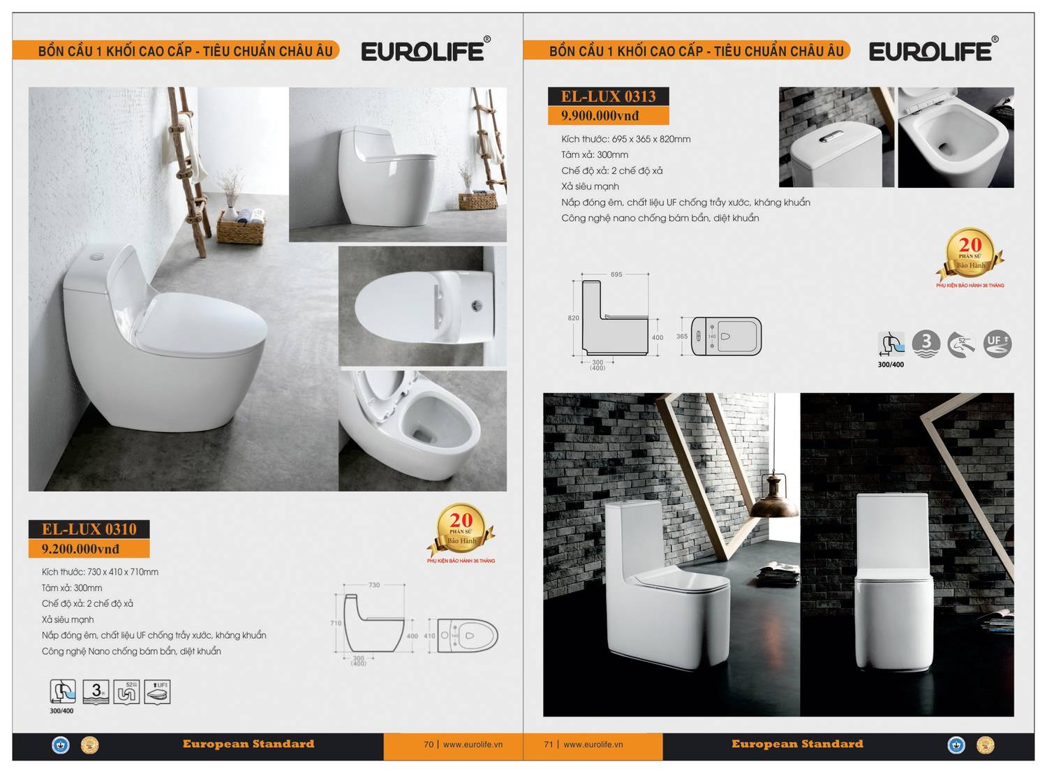 Thiết bị vệ sinh EUROLIFE Catalogue và Bảng giá mới nhất /Page 36